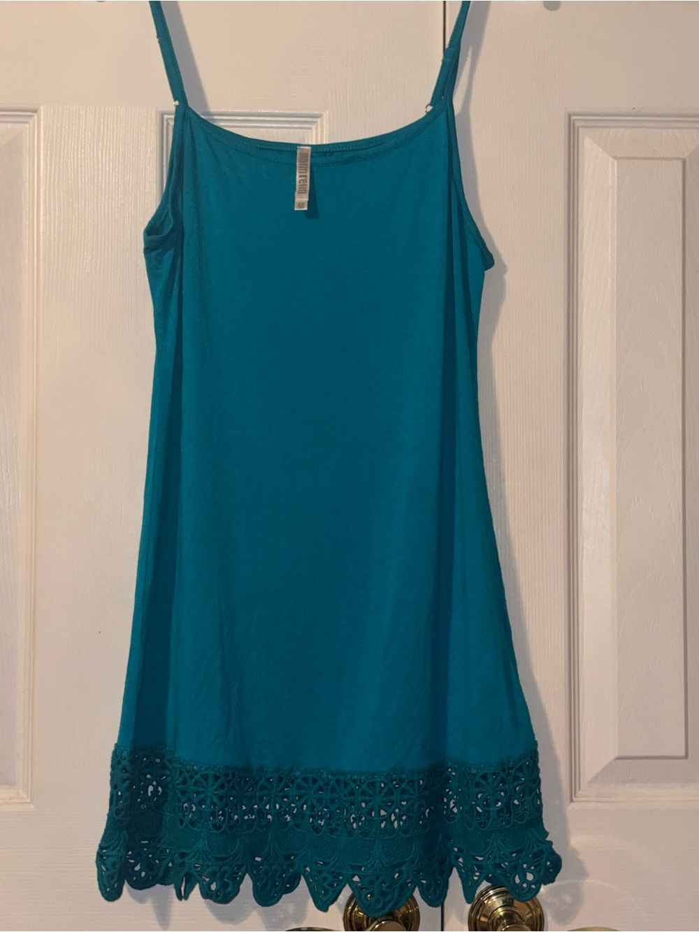 Mossimo Supply Co. Teal Lace-Hem Mini Dress
